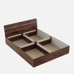 Corin Solid Teak Wood King Size Bed Without Storage in Dark Walnut Finish - Image 4