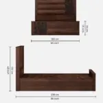 Jorwin Sheesham Solid Wood Queen Size Hydraulic Storage Bed in Light Oak Finish - Image 5