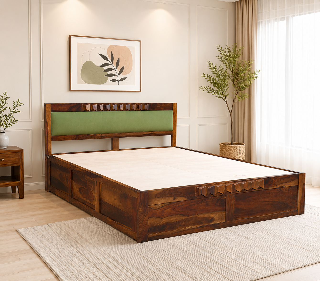 Taldric-Mango-Wood-Queen-Size-Hydraulic-Storage-Bed-in-Pecan-Brown-Finish-classic-wood-1.png Taldric Mango Wood Queen Size Hydraulic Storage Bed in Pecan Brown Finish - Image 1